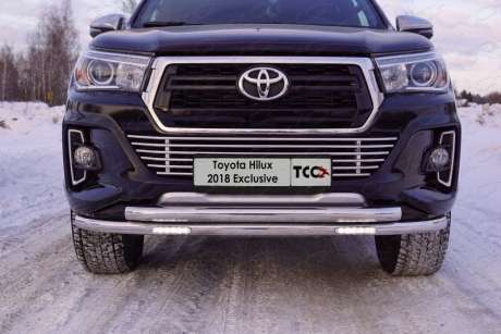 Защита передняя нижняя (двойная с ДХО) 60,3/60,3 мм TOYHILUXEXC18-08 для TOYOTA HILUX EXCLUSIVE 2018-