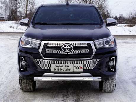 Защита передняя нижняя (с ДХО) 76,1 мм TOYHILUXEXC18-06 для TOYOTA HILUX EXCLUSIVE 2018-