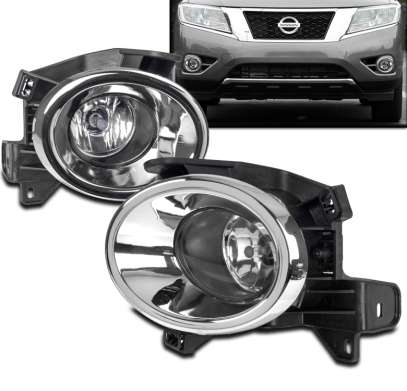 Противотуманные фары с хромированной окантовкой для Nissan Pathfinder 2013-2016