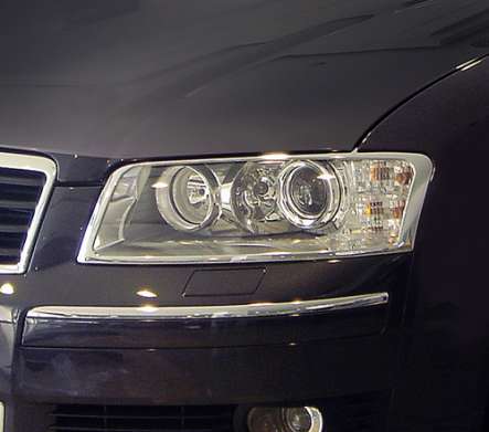 Накладки на передние фары хромированные IDFR 1-AD231-01C для  Audi A8 2004-2008