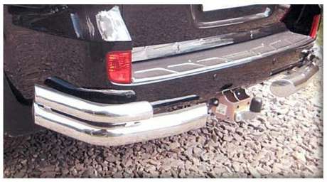 Защита заднего бампера уголки двойные диам.101,6/60мм, нержавейка, для авто Toyota LC100 1998-2008, Lexus LX 470 1998-2007 (LX8)