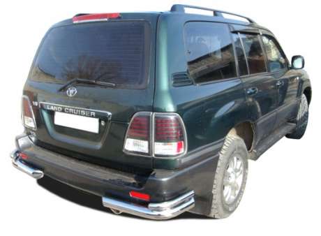 Защита заднего бампера уголки двойные диам.76/42мм, нержавейка, для авто Toyota LC100 1998-2008, Lexus LX 470 1998-2007 (LLX.98.20)