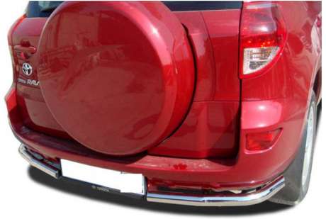 Защита заднего бампера уголки диам.60мм, нержавейка, для авто Toyota Rav4 коротокий 2006-2010