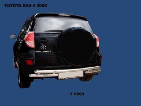Защита заднего бампера труба двойная диам.53/53мм, нержавейка, для авто Toyota Rav4 короткая 2006-2012
