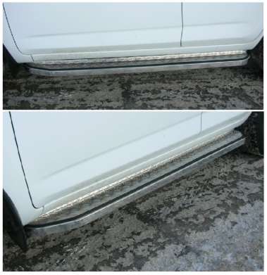 Подножки с листом, окантовка прямоугольный профиль 20х40мм, окантовка нержавейка, лист алюминий, для авто Toyota Rav4 короткая 2006-2012