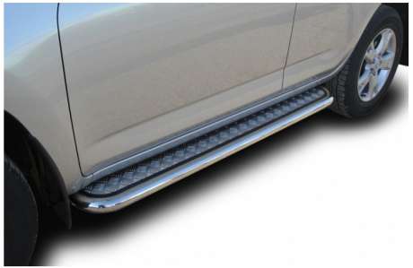 Подножки с листом, лист алюминий, окантовка нержавейка диам.57мм, для авто Toyota Rav4 короткая 2006-2012 (TR409-012, TR410-010)