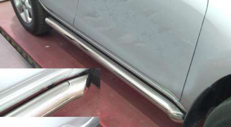Подножки-трубы с загибом диам.76мм, нержавейка, для авто Toyota Rav4 короткий 2006-2012 (TRN.4)