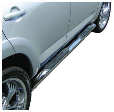 Подножки-трубы со ступеньками с загибом диам.76мм, нержавейка , для авто Toyota Rav4 длинный 2005-2013