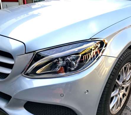 Накладки на передние фары хромированные IDFR 1-MB111-01C для Mercedes-Benz W205 C Class 2014-2018