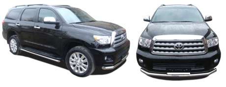 Защита переднего бампера труба диам.76мм, нержавейка, для авто Toyota Sequoia II 2008-