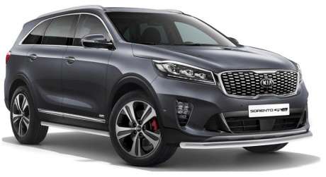 Защита переднего бампера труба диам.57мм, нержавейка, для авто Kia Sorento Prime 2018-