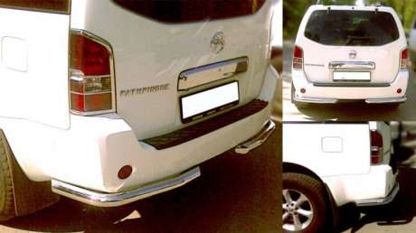 Защита заднего бампера уголки диам.76мм, нержавейка, для авто Nissan Pathfinder R51 2005-2014