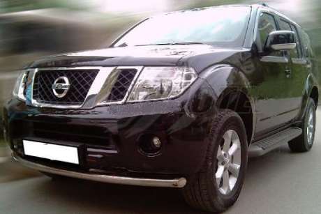 Защита переднего бампера труба диам.60мм, нержавейка, для авто Nissan Pathfinder R51 2010-2014, Navara D40 2010-2016