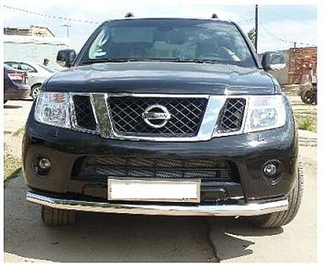 Защита переднего бампера диам.60мм, нержавейка, для авто Nissan Pathfinder R51 2005-2014, Navara D40 2010-2016