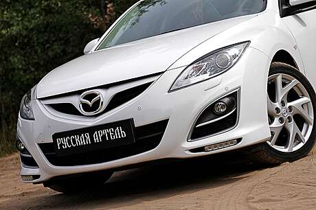 Реснички на фары под покраску, 2шт, глянец, черные, для авто Mazda 6 2007-2012 (REM6-006000)