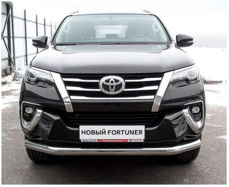 Защита переднего бампера труба диам.76мм, нержавейка, для авто Toyota Fortuner 2017-