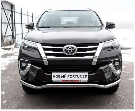 Защита переднего бампера волна диам.57мм, нержавейка, для авто Toyota Fortuner 2017-