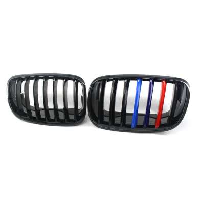 Решетки радиатора черные глянцевые M Style 1FIN для BMW X5 E70 / BMW X6 E71 2007-2013