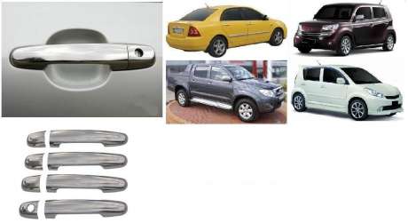 Накладки на дверные ручки (одно отверстие под ключ, без отверстия под чип), нержавейка (на 4 двери), для авто Corolla 2006-2013, Highlander 2001-2007, Rav4 2000-2013, Toyota BB II 2005-, Rush 2006-, Scion xA 2003-2006, 2006-, Scion xB 2007-2010
