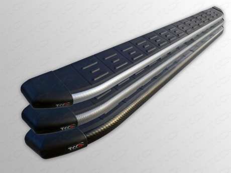 Пороги алюминиевые с пластиковой накладкой (карбон серые) 1720 мм код LEXNX20014-20GR для LEXUS NX 200 (кроме F-Sport) 2014-