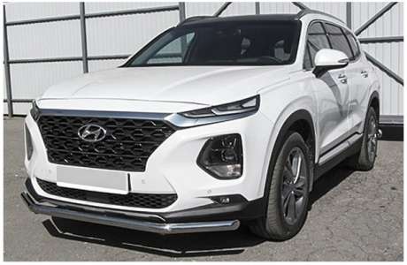 Защита переднего бампера труба диам.57мм, нержавейка, для авто Hyundai Santa Fe 2018-