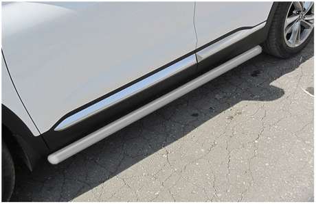 Подножки-трубы диам.57мм, сталь с серебристо-матовым покрытием, для авто Hyundai Santa Fe 2018-