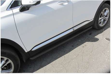 Подножки-трубы диам.57мм, сталь с черным покрытием, для авто Hyundai Santa Fe 2018-