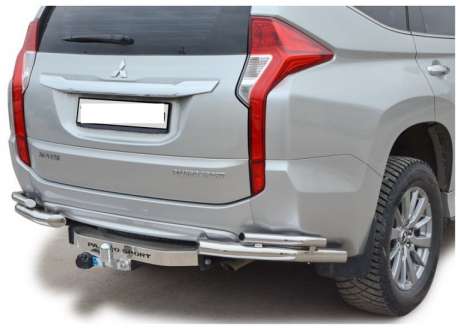 Защита заднего бампера уголки двойные диам.63мм, нержавейка, для авто Mitsubishi Pajero Sport 2016-