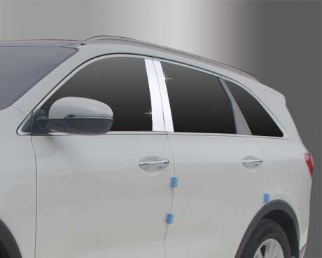 Накладки на стойки дверей хромированные Autoclover для Kia Sorento 2018-