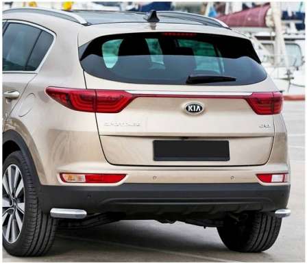 Защита заднего бампера уголки диам.57мм, нержавейка, для авто Kia Sportage GT-Line (вкл. GT-Line) 2016-2018