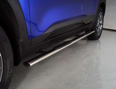 Подножки-трубы овальные со ступеньками диам.75х42мм, нержавейка, для авто Kia Seltos 2019-