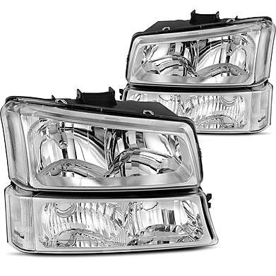 Передняя оптика хромированная GM2502257, GM2503257-1 для Chevrolet Silverado 1500/2500 2003-2006