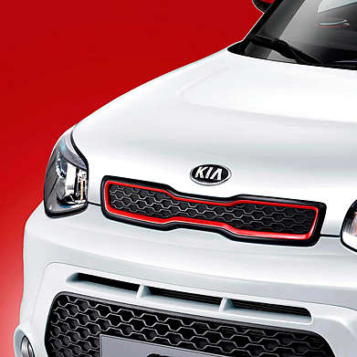 Решетка радиатора черная с красной окантовкой Kia Soul 2014-, оригинал B2F38AB100