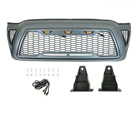 Решетка радиатора серая с диодными огнями VZ4X4 для Toyota Tacoma 2005-2011