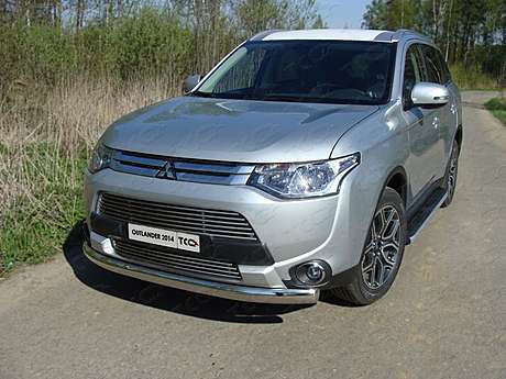 Защита передняя нижняя (овальная) 75х42 мм MITOUT14-02 для Mitsubishi Outlander 2014-2015