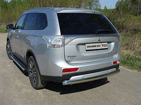 Защита задняя (центральная овал) 75х42 мм MITOUT14-11 для Mitsubishi Outlander 2014-2015