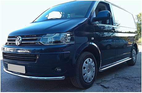 Подножки-трубы диам.60мм, нержавейка, для авто VW T5 2003-2015, VW T6 2015- короткая база