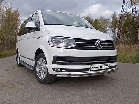 Защита передняя нижняя (двойная) 42,4/42,4 мм VWMULT15-01 для Volkswagen Multivan T6 2015-