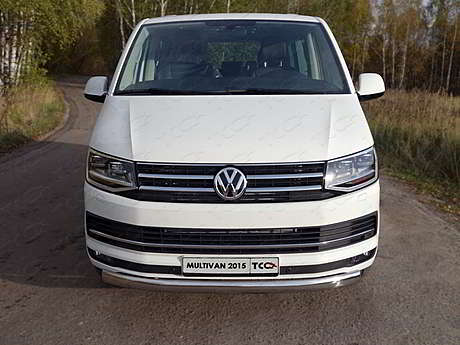 Защита передняя нижняя (овальная) 75х42 мм VWMULT15-04 для Volkswagen Multivan T6 2015-