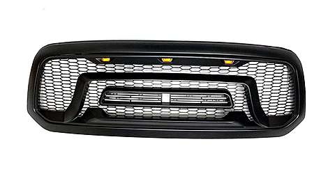 Решетка радиатора черная матовая с габаритными огнями Raptor Style для Dodge Ram 1500 2013-2018 