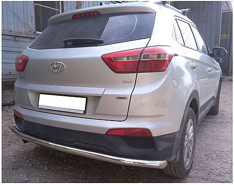 Защита заднего бампера труба диам.60мм, нержавейка, для авто Hyundai Creta 2016-