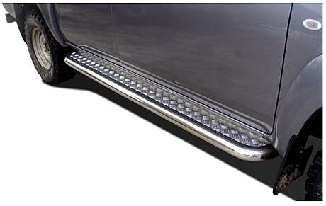 Подножки с листом диам.60мм, лист алюминий, окантовка нержавейка, для авто Mazda BT-50, Ford Ranger 2006-2011