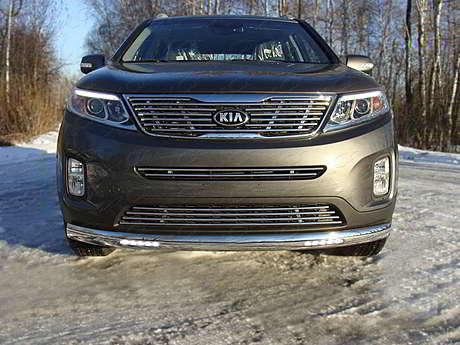 Защита передняя (овальная с ДХО) 75х42 мм KIASOR12-17 для KIA Sorento 2012-2020