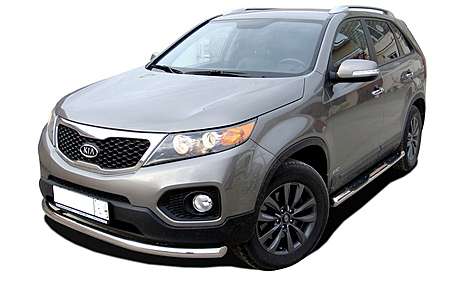 Защита переднего бампера труба диам.60мм, нержавейка, для авто Kia Sorento XM 2009-2012