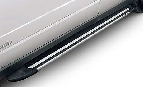 Подножки-ступени "Luxe", черные с серебристой полосой, алюминий, 170см, для авто SsangYong Kyron 2005-2015