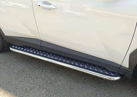 Подножки с листом диам.53мм, лист алюминий, окантовка нержавейка, для авто Hyundai Tucson 2021-2024