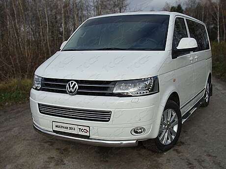 Защита передняя нижняя (овальная) 75х42 мм VWMULT13-03 для Volkswagen Multivan (T5) 2010-2015