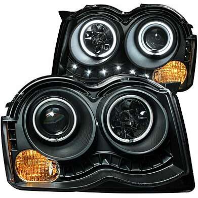 Передняя оптика черная Angel Eyes Anzo 111213 Jeep Grand Cherokee 2008-2010