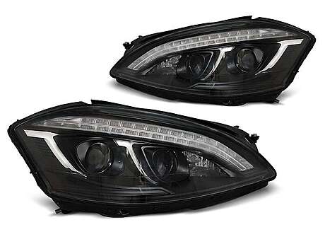 Передние фары диодные черные Daylight Look D1S Xenon Mercedes-Benz W221 S-Class 2005-2009 