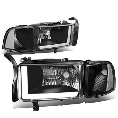 Передние фары черные LED DRL для Dodge RAM 1500 2500 3500 1994-2002 